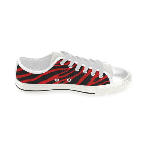 Ripped SpaceTime Stripes - Red Low Top Canvas Shoes for Kid (Model 018)