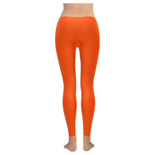 color orange red Women's Low Rise Leggings (Invisible Stitch) (Model L05)