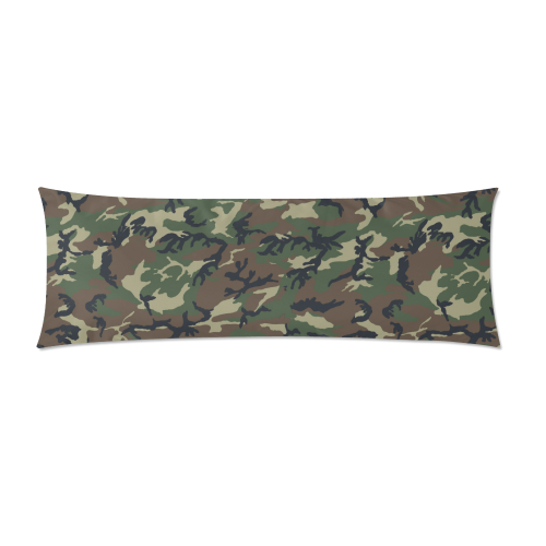 Woodland Forest Green Camouflage (Yellow Backside) Custom Zippered Pillow Case 21"x60"(Two Sides)