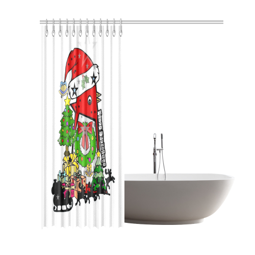Chicken Christmas by Nico Bielow Shower Curtain 69"x84"
