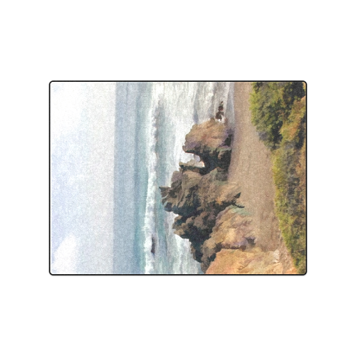Golden Boulders at Entry to Cambria Beach Blanket 50"x60"