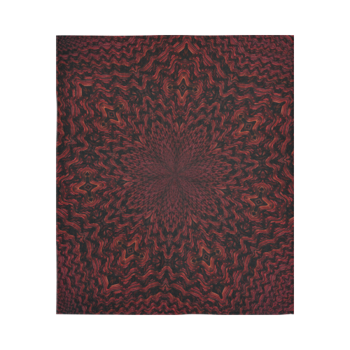 Red and Black Woven Fabric Fractal Mandala 2 Cotton Linen Wall Tapestry 51"x 60"