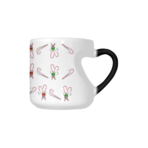 Christmas Candy Canes with Bows Heart-shaped Morphing Mug