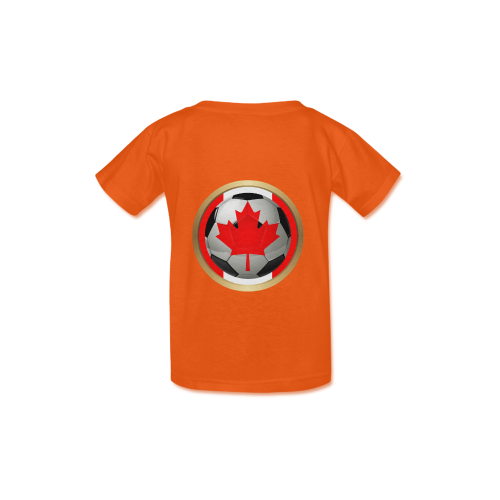 Sports Canadian Flag Soccer Ball Orange Kid's  Classic T-shirt (Model T22)