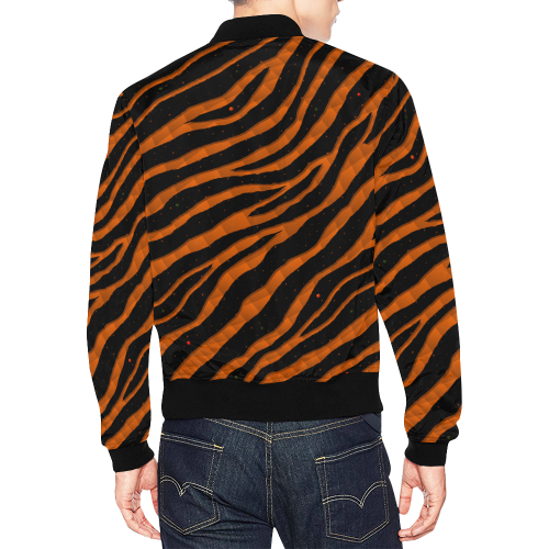 Ripped SpaceTime Stripes - Orange All Over Print Bomber Jacket for Men (Model H19)