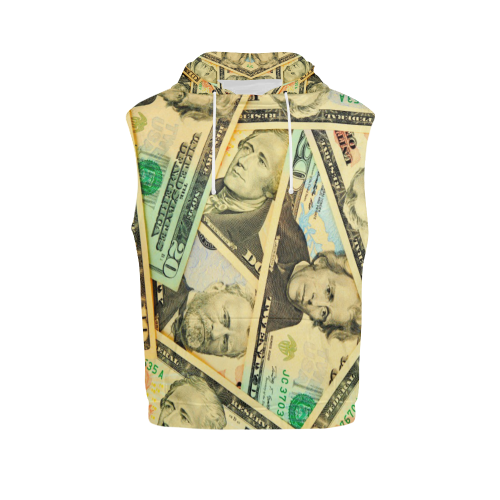 US DOLLARS All Over Print Sleeveless Hoodie for Men (Model H15)