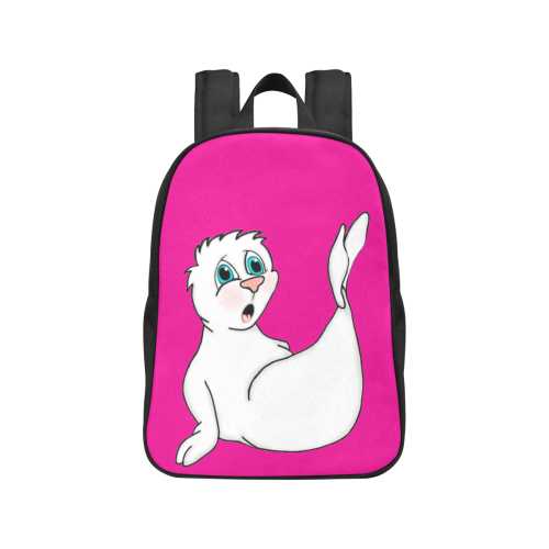 Surprised Seal Hot Pink Fabric School Backpack (Model 1682) (Medium)