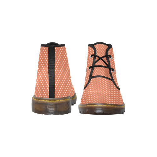 Appricot polka dots Women's Canvas Chukka Boots/Large Size (Model 2402-1)
