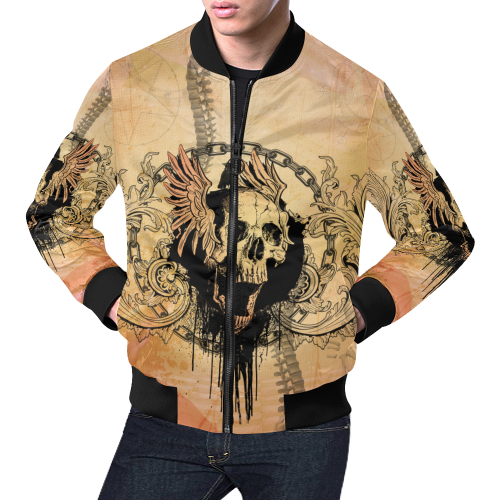 Amazing skull with wings All Over Print Bomber Jacket for Men/Large Size (Model H19)