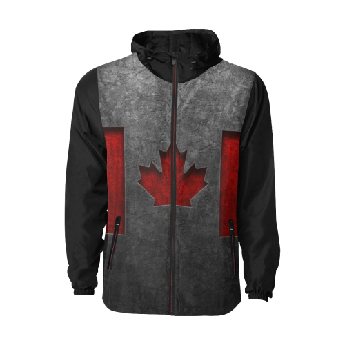 Canadian Flag Stone Texture All Over Print Quilted Windbreaker for Men (Model H35)