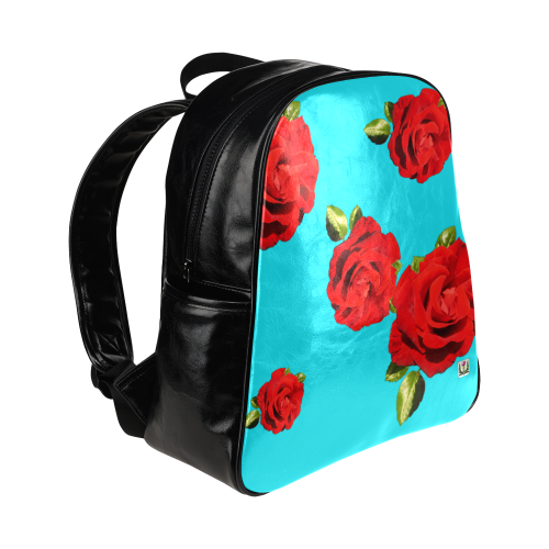 Fairlings Delight's Floral Luxury Collection- Red Rose Multi-Pockets Backpack 53086b9 Multi-Pockets Backpack (Model 1636)