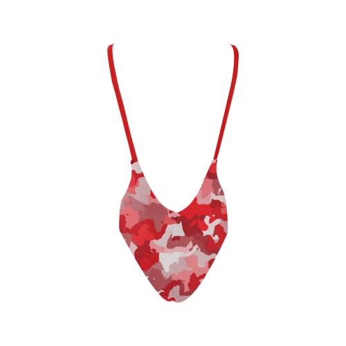 camouflage red Sexy Low Back One-Piece Swimsuit (Model S09)