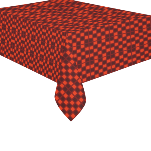 Art Deco Deep Red Cotton Linen Tablecloth 60"x 84"