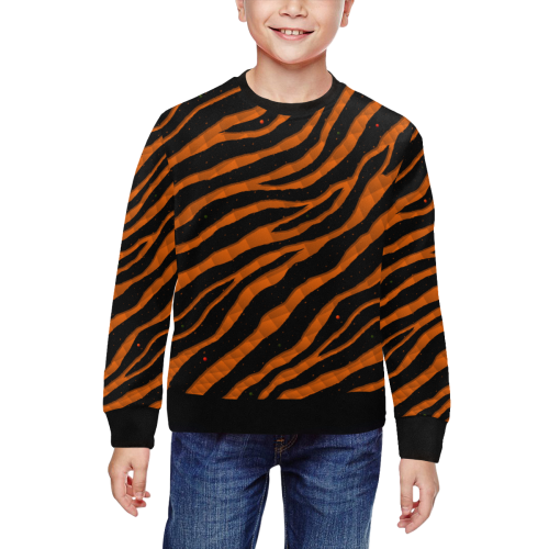 Ripped SpaceTime Stripes - Orange All Over Print Crewneck Sweatshirt for Kids (Model H29)