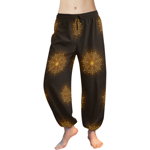Mandala Gold Glitter Women's All Over Print Harem Pants (Model L18)