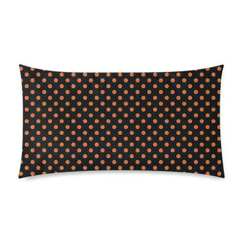 Orange Polka Dots on Black Rectangle Pillow Case 20"x36"(Twin Sides)