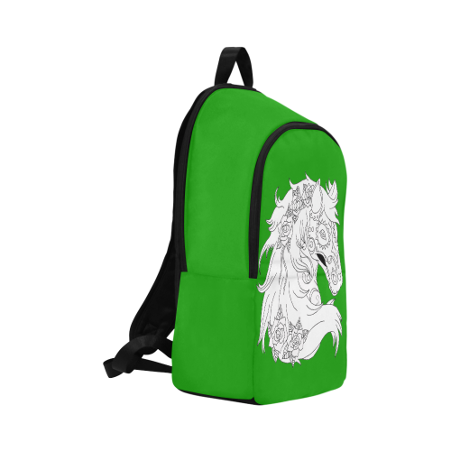 Color Me Sugar Skull Horse Green Fabric Backpack for Adult (Model 1659)