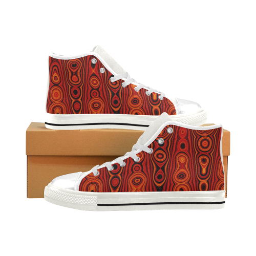 Brown Abstract Pattern Men’s Classic High Top Canvas Shoes (Model 017)