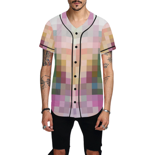 Karo Pattern by Nico Bielow All Over Print Baseball Jersey for Men (Model T50)