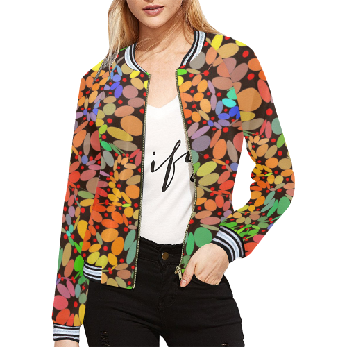 Power Flowers 318B by JamColors All Over Print Bomber Jacket for Women (Model H21)