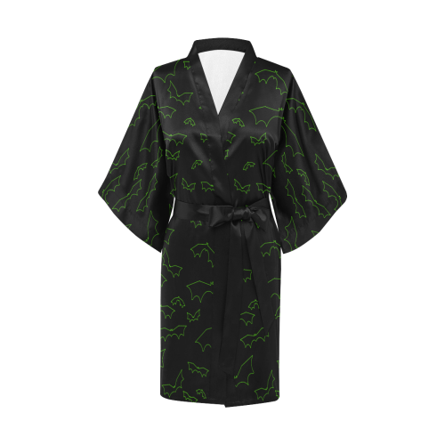 Green Neon Bats Kimono Robe