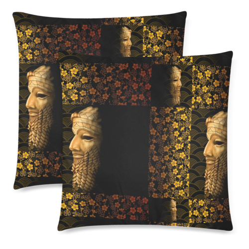 King Sargon Custom Zippered Pillow Cases 18"x 18" (Twin Sides) (Set of 2)