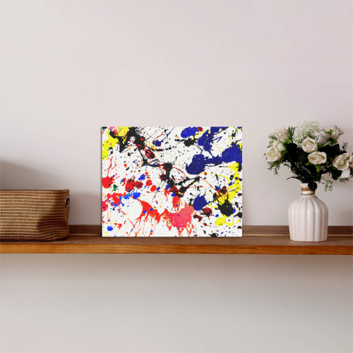 Blue & Red Paint Splatter Photo Panel for Tabletop Display 8"x6"