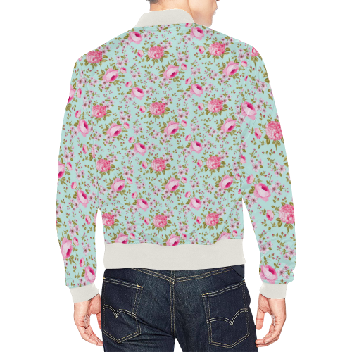Peony Pattern All Over Print Bomber Jacket for Men/Large Size (Model H19)