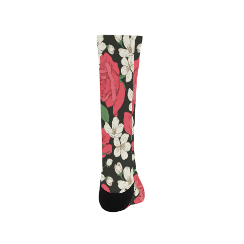 Pink, White and Black Floral Trouser Socks