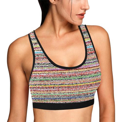 Patterns of colorful lines Women's All Over Print Sports Bra (Model T52)