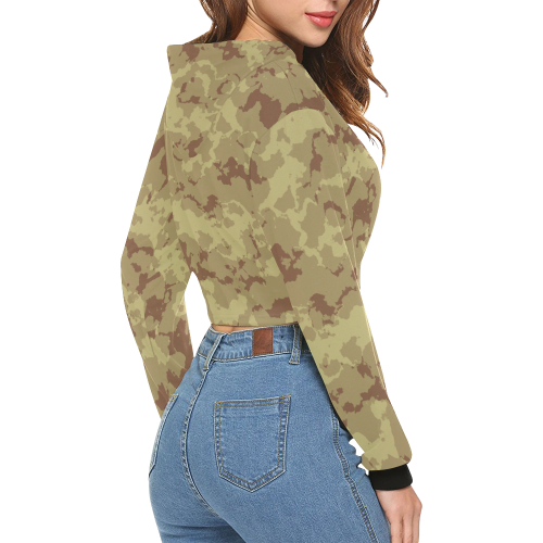 desert Camouflage All Over Print Crop Hoodie for Women (Model H22)
