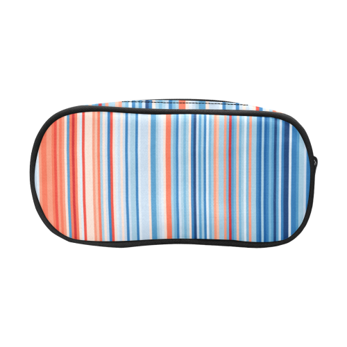 Blue and coral stripe 1 Pencil Pouch/Large (Model 1680)