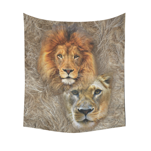 lion king and gueen Cotton Linen Wall Tapestry 51"x 60"