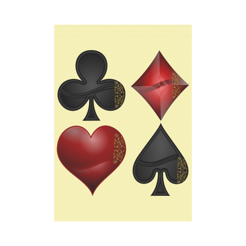 Black and Red Casino Poker Card Shapes Garden Flag 28''x40'' （Without Flagpole）