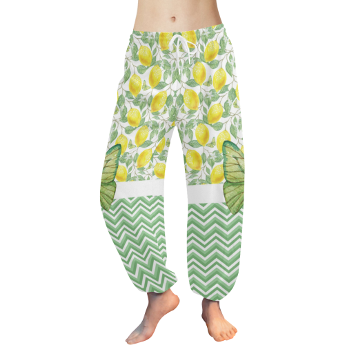 Butterfly And Lemons Women's All Over Print Harem Pants (Model L18)