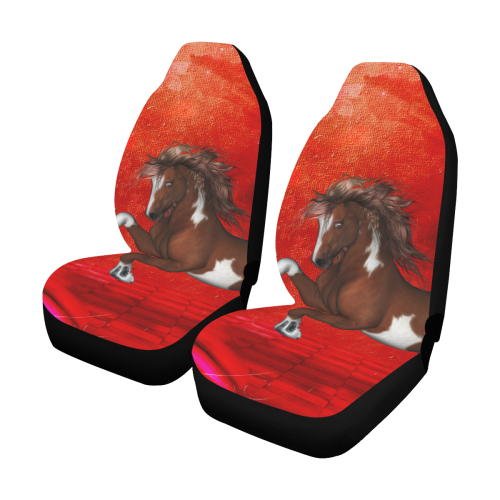 Wild horse on red background Car Seat Covers (Set of 2)