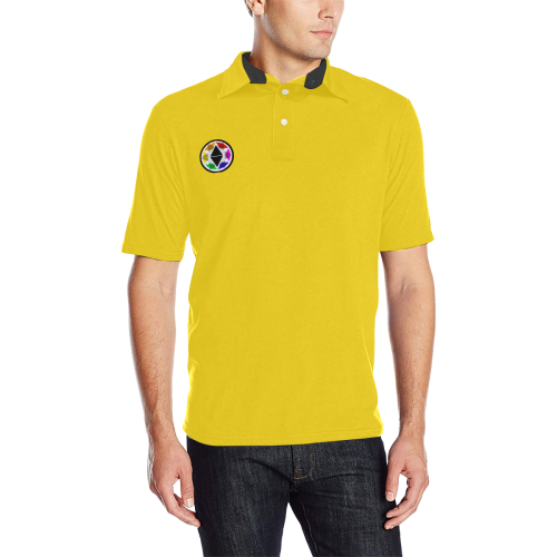 Dionixinc Polo- Yellow/Black Men's All Over Print Polo Shirt (Model T55)