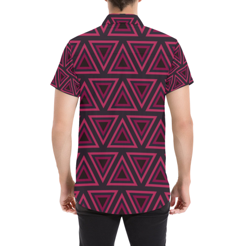 Tribal Ethnic Triangles Men's All Over Print Short Sleeve Shirt/Large Size (Model T53)