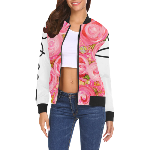 Sweet Dreams Womens Jacket All Over Print Bomber Jacket for Women (Model H19)