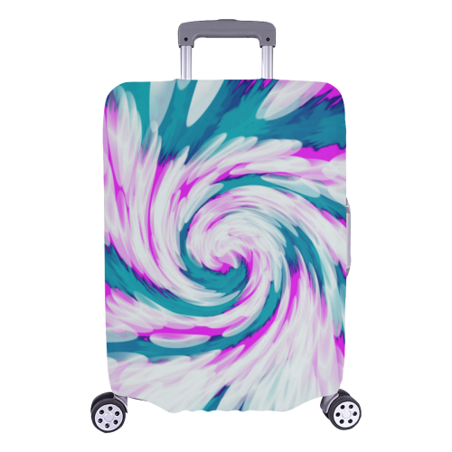 Turquoise Pink Tie Dye Swirl Abstract Luggage Cover/Large 26"-28"