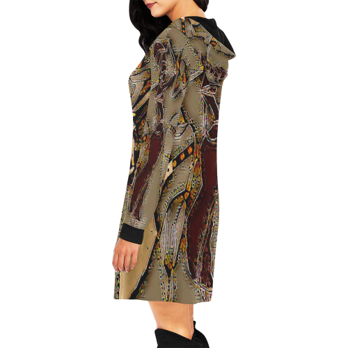 Sistas All Over Print Hoodie Mini Dress (Model H27)