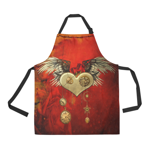 Steampunk heart, clocks and gears All Over Print Apron