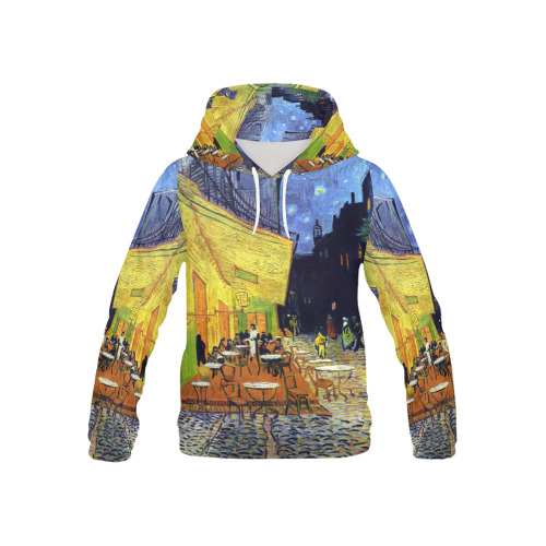 Vincent Willem van Gogh - Cafe Terrace at Night All Over Print Hoodie for Kid (USA Size) (Model H13)
