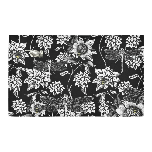 Black and White Nature Garden Azalea Doormat 30" x 18" (Sponge Material)