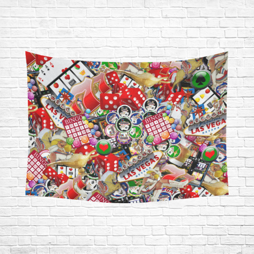 Gamblers Delight - Las Vegas Icons Cotton Linen Wall Tapestry 80"x 60"