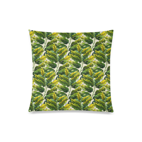 Yellow Green Wide Tropical Leaf pattern 6 Custom Zippered Pillow Case 20"x20"(Twin Sides)