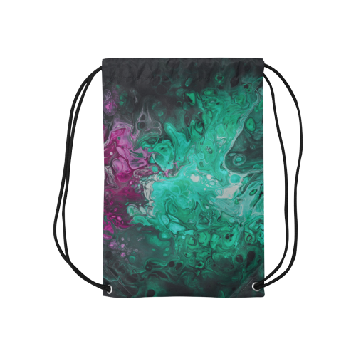 Fantasy Swirl Green Purple. Small Drawstring Bag Model 1604 (Twin Sides) 11"(W) * 17.7"(H)
