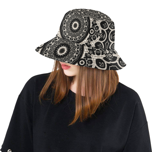 Black Lace All Over Print Bucket Hat