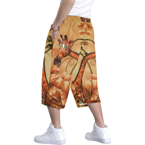 Cute unicorn giraffe Men's All Over Print Baggy Shorts (Model L37)
