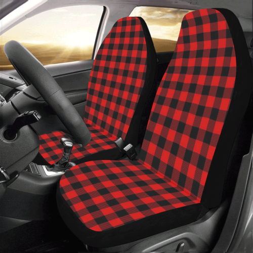 LUMBERJACK Squares Fabric - red black Car Seat Covers (Set of 2)
